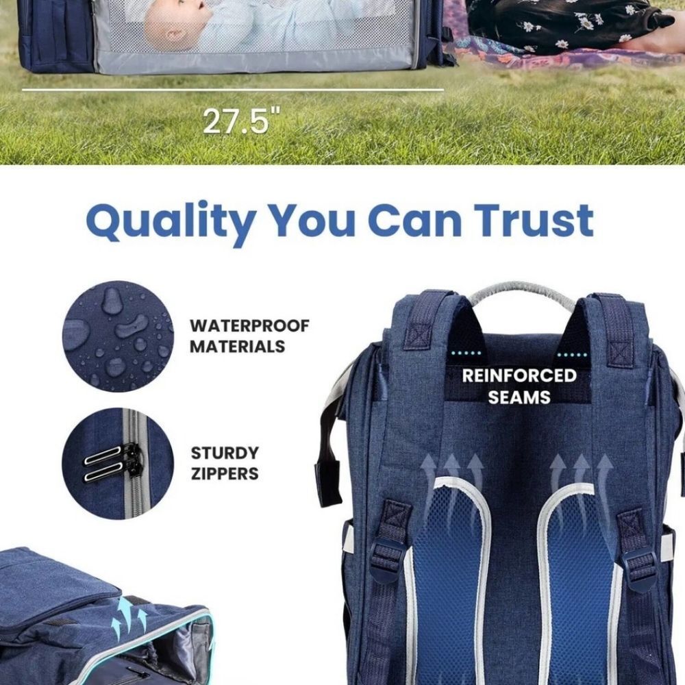 Pillani Baby Diaper Bag Backpack - 4-in-1 Baby Bag for Boys & Girls, Unisex Blue - Picture 7 of 7